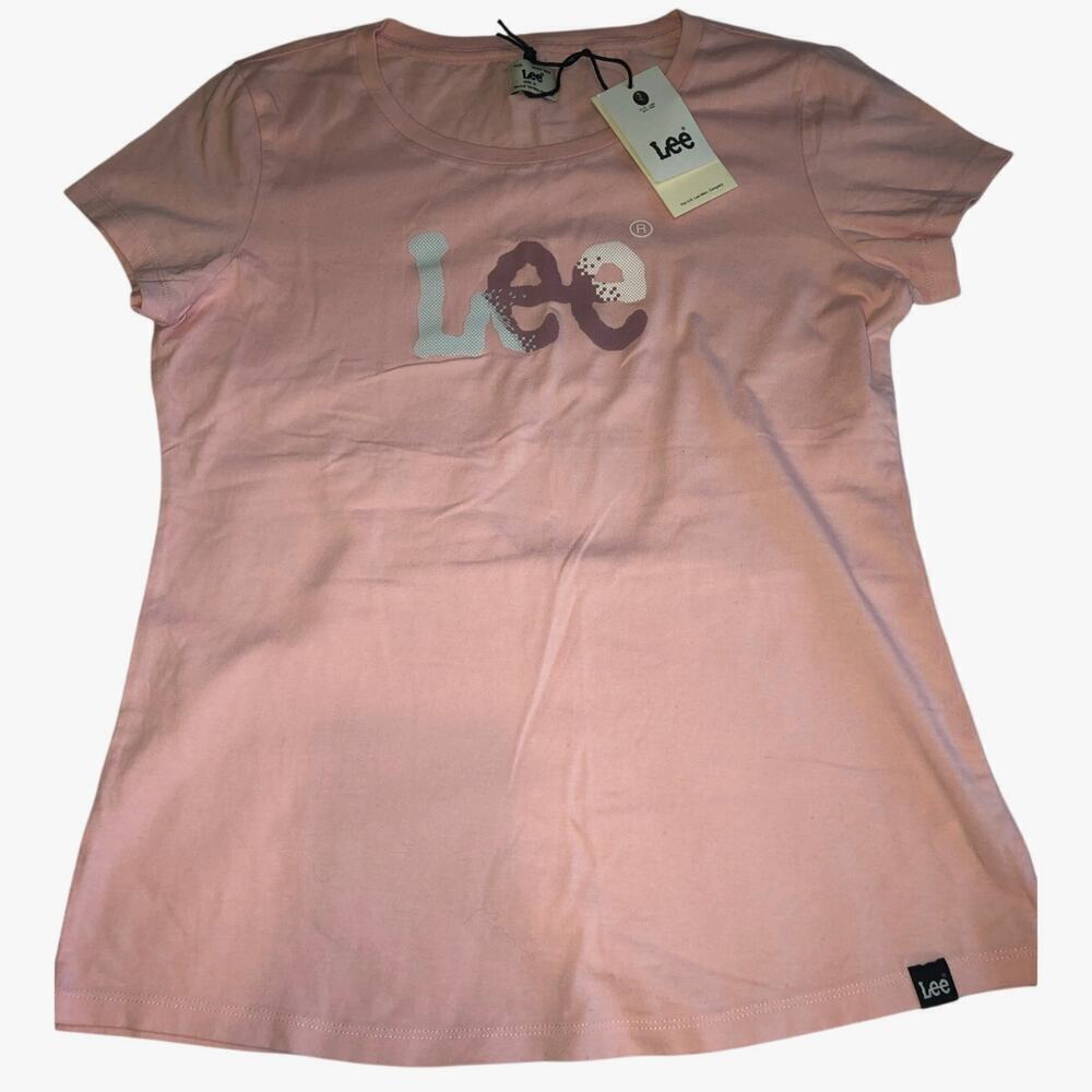Lee Ladies Fitted T-Shirt Size M Graphic Pink Tee Short Sleeve Round Neck NEW